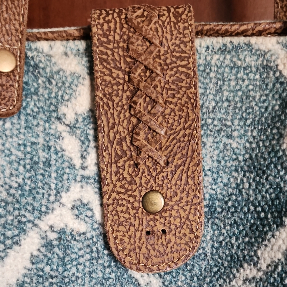 Myra Bag Blue and Brown Geometric Tote - Picture 2 of 4